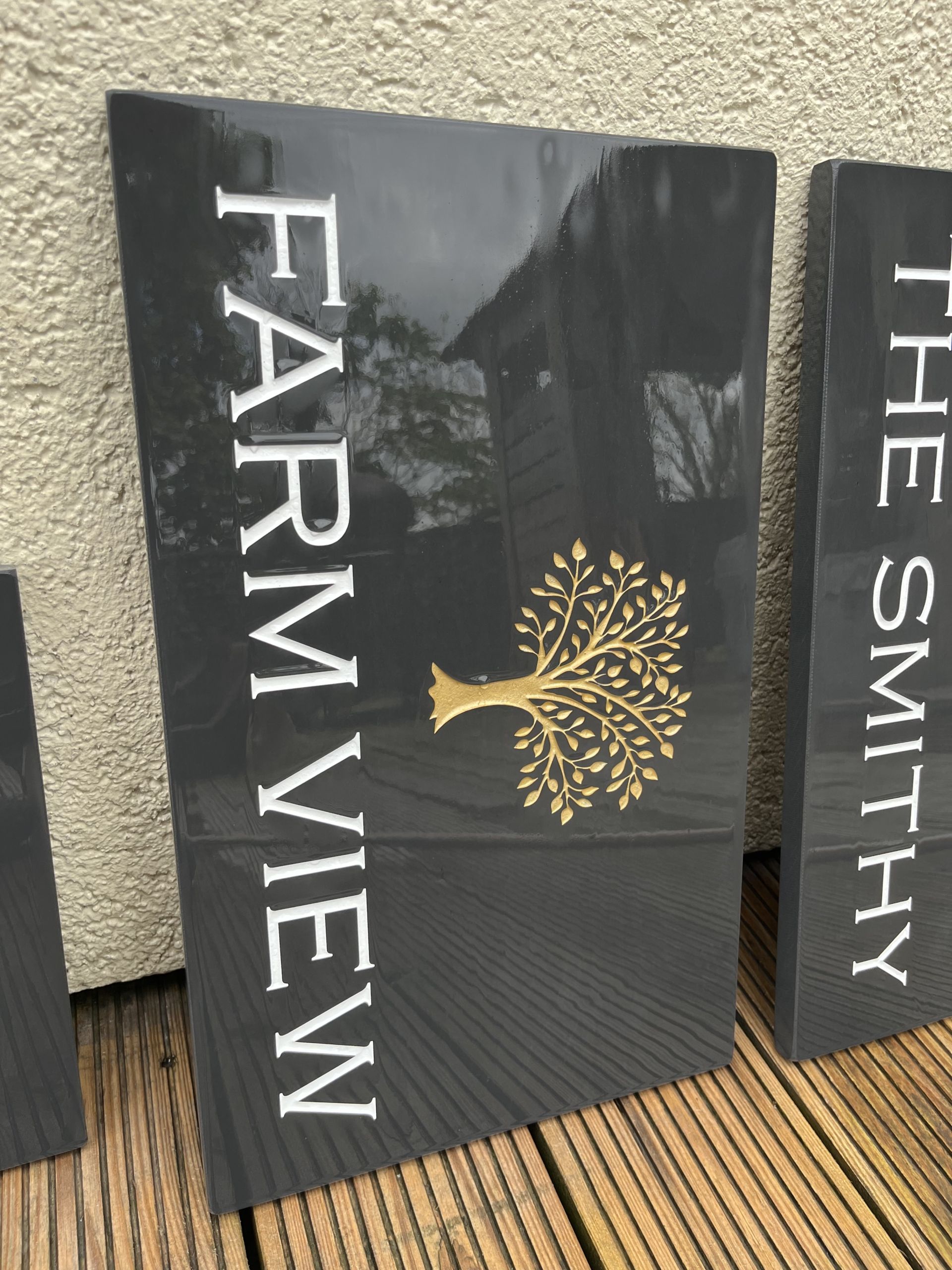 Personalised Deep Engraved Slate House Sign - 20mm Thick - Tree Design - Various Sizes - Image 5
