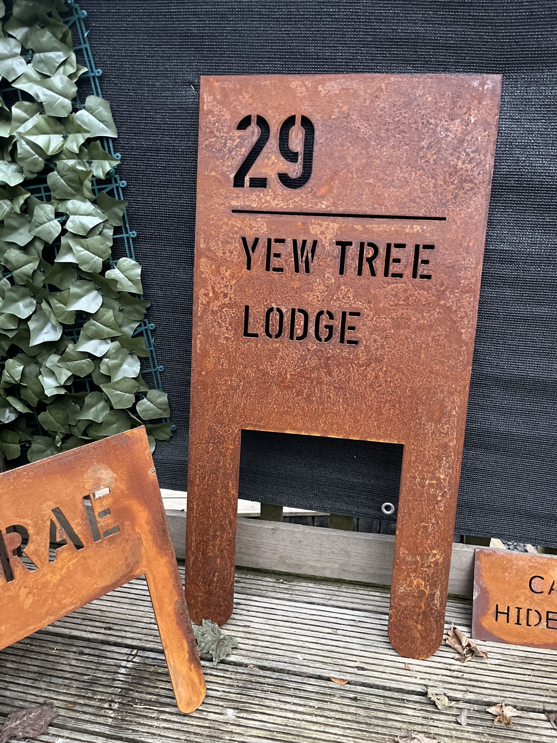House Signs - House Number - Made With 2mm Thick Corten Steel With Posts for Quick Easy Install -various sizes available No Fixings Required - Image 3