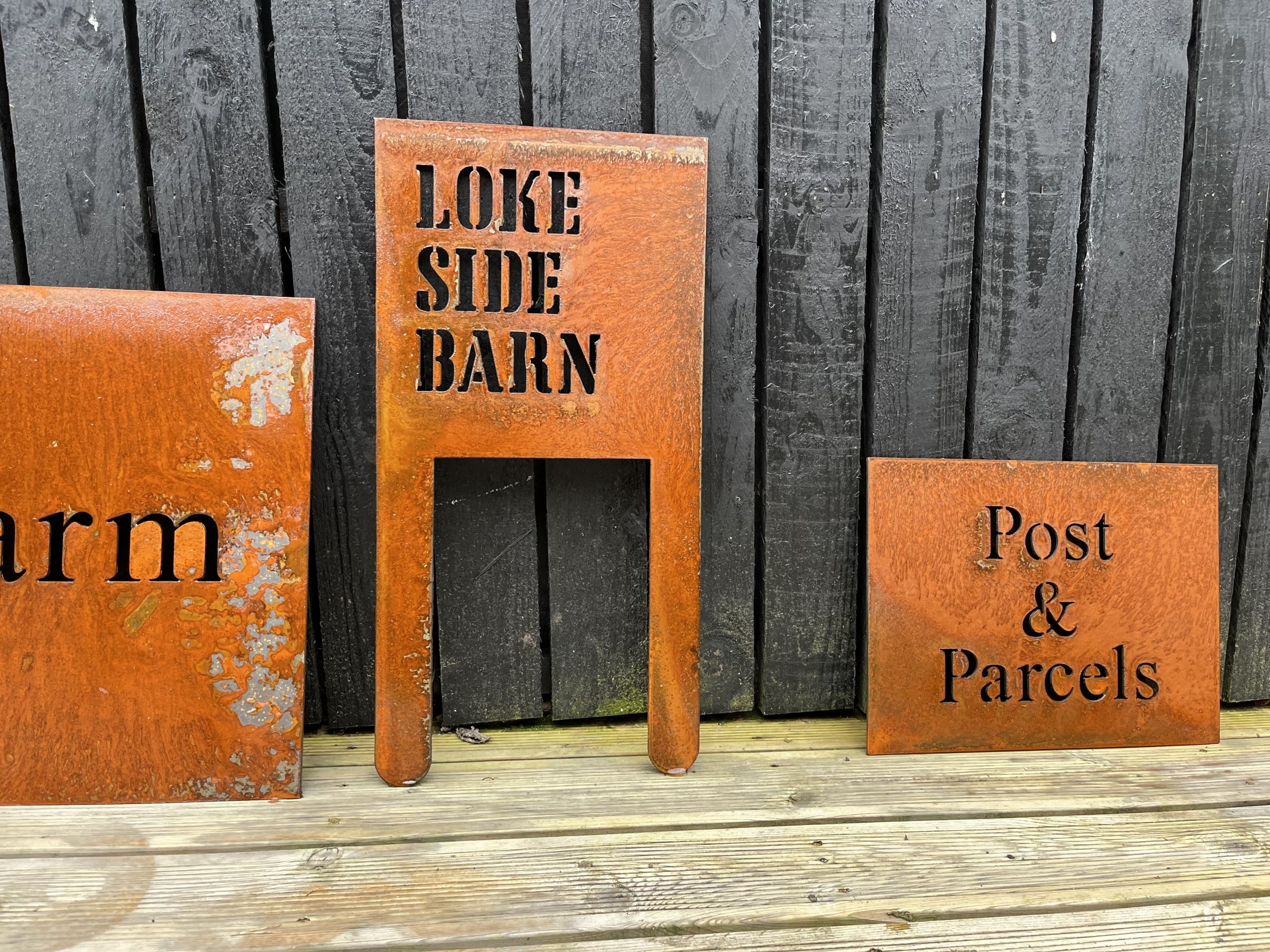 House Signs - House Number - Made With 2mm Thick Corten Steel With Posts for Quick Easy Install -various sizes available No Fixings Required - Image 13