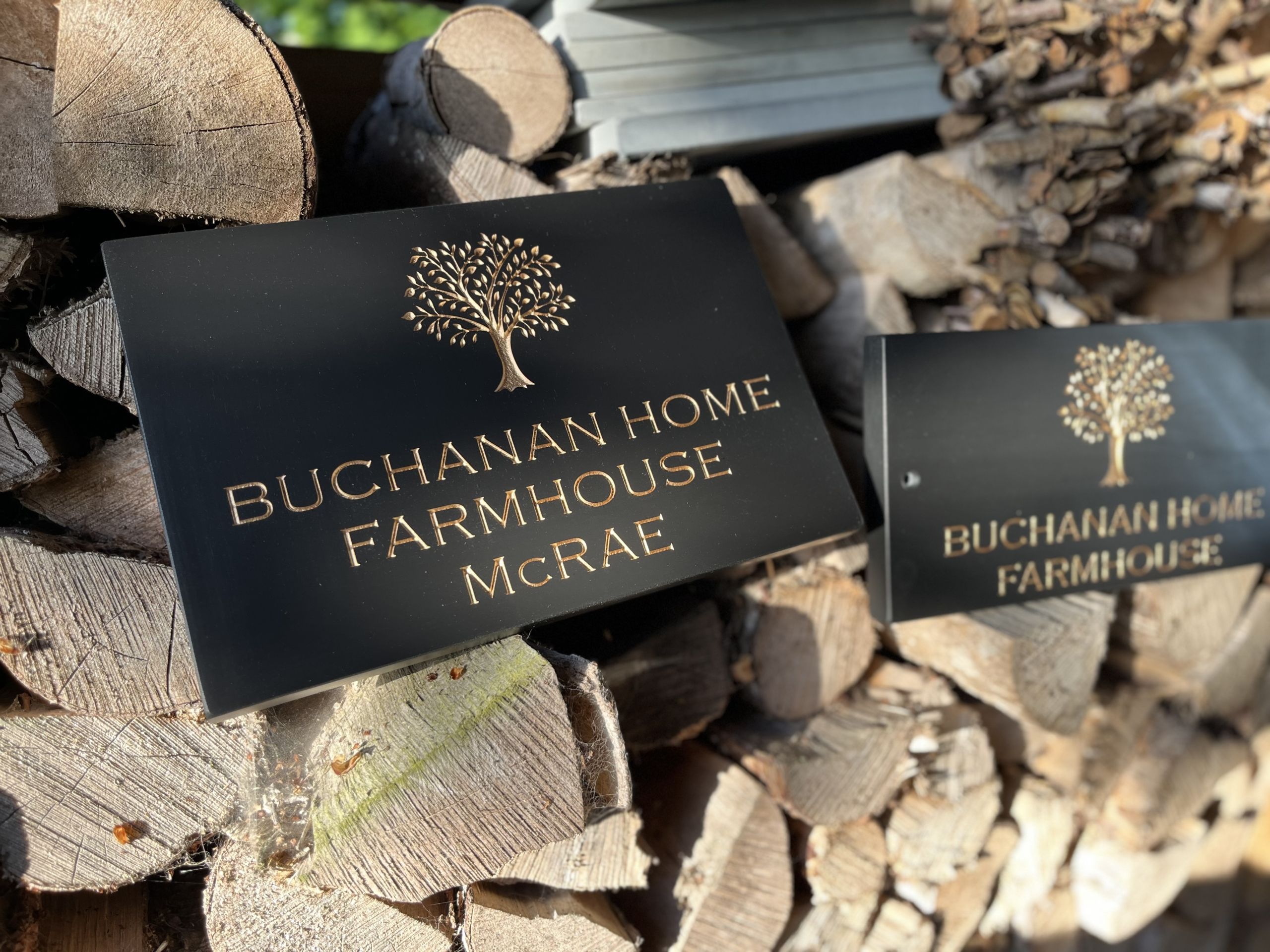 Personalised Deep Engraved Slate House Sign - 20mm Thick - Tree Design - Various Sizes - Image 3