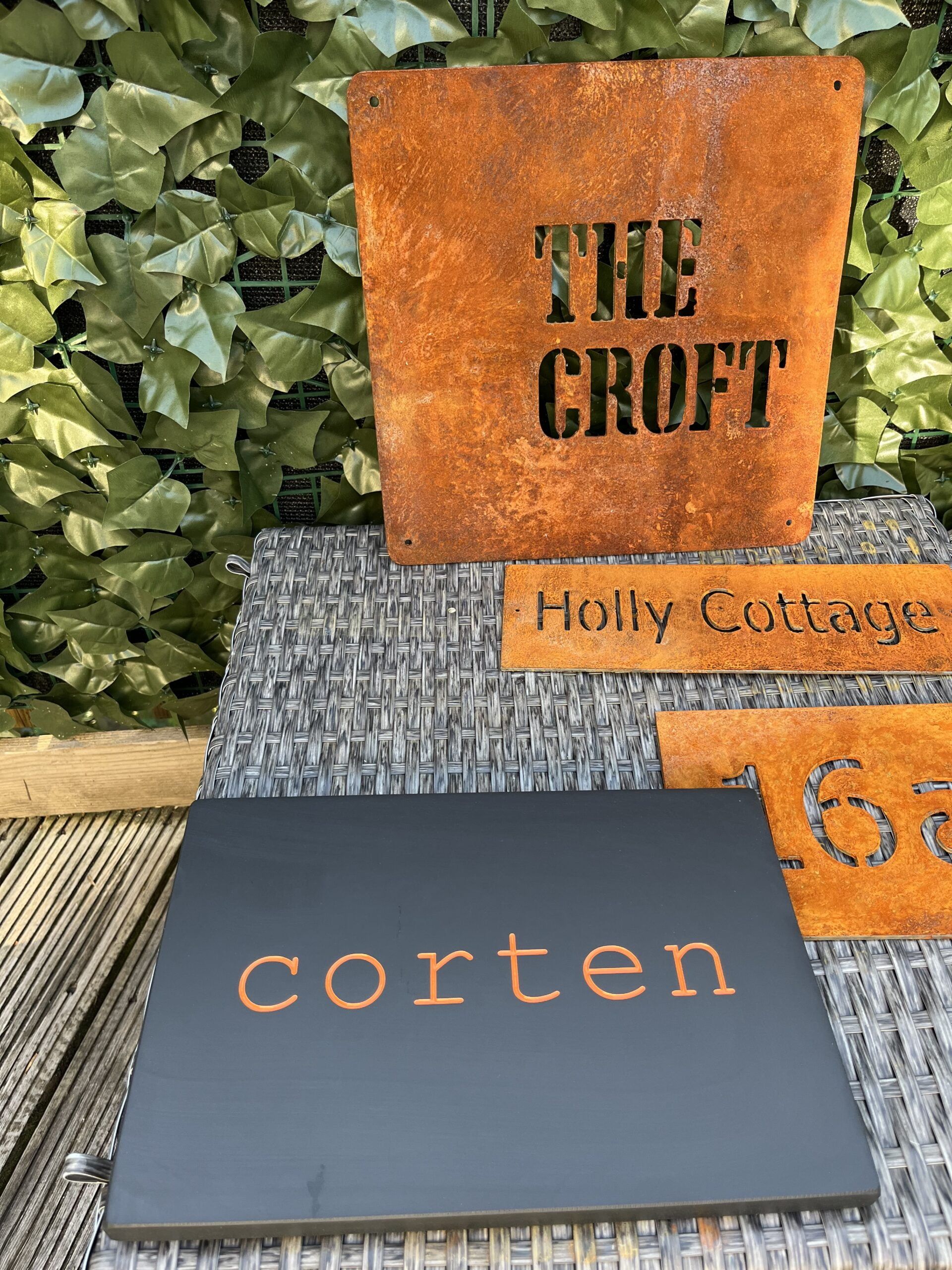 Square Corten Steel Rustic House Gate Fence Wall Sign 2mm thick 300x300mm - Image 8