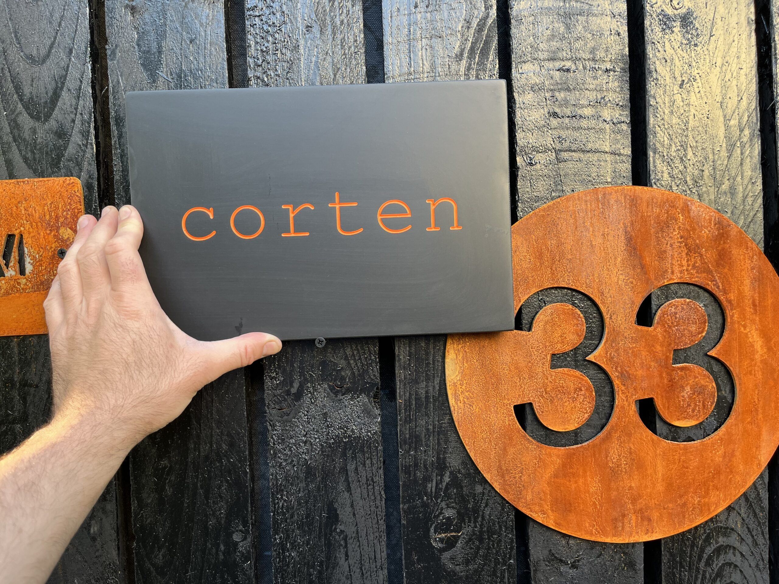 Square Corten Steel Rustic House Gate Fence Wall Sign 2mm thick 300x300mm - Image 7