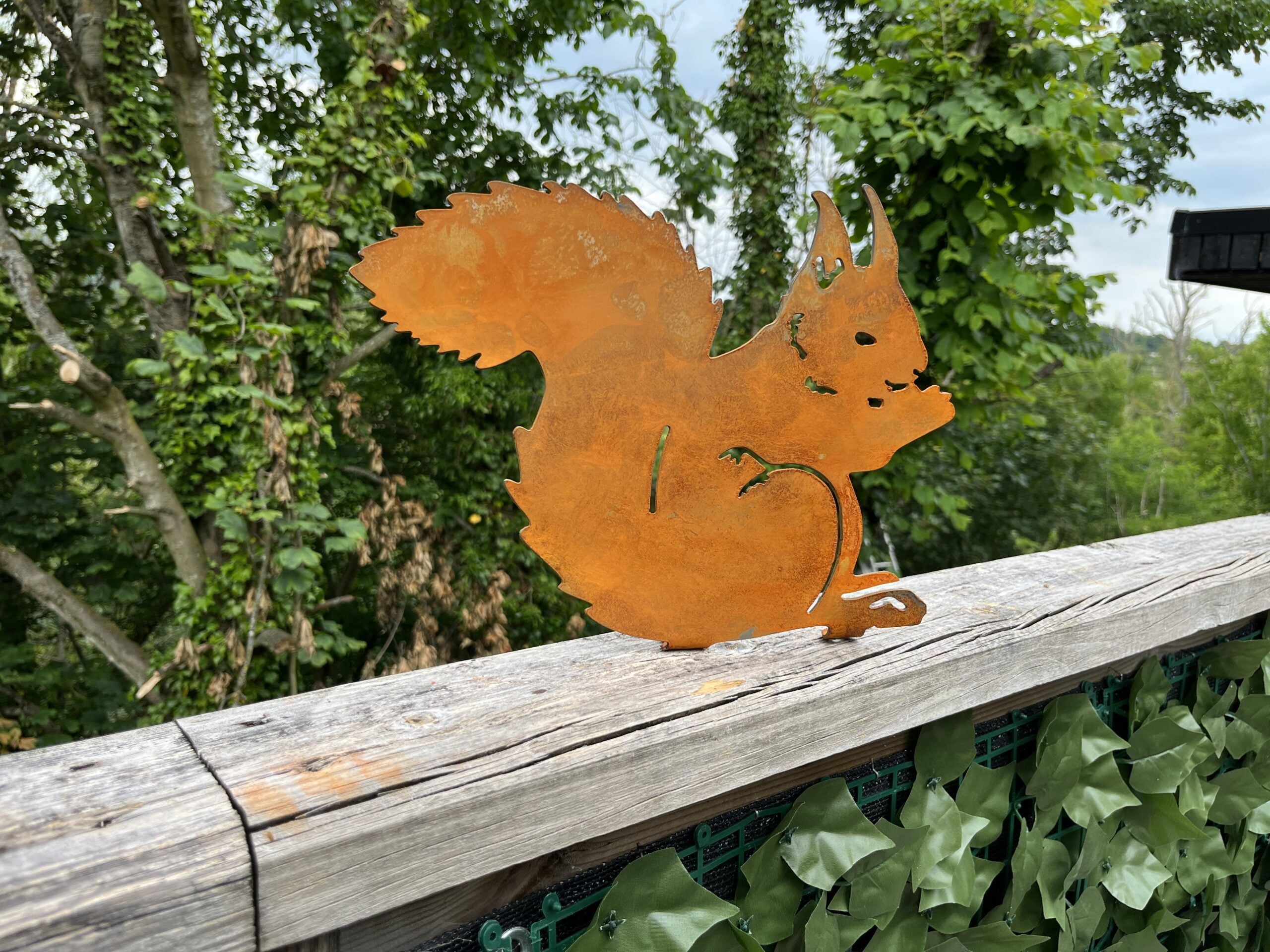 Large Corten Steel Squirrel Garden Ornament Sculpture Self Standing Gift 300mm High - Image 2