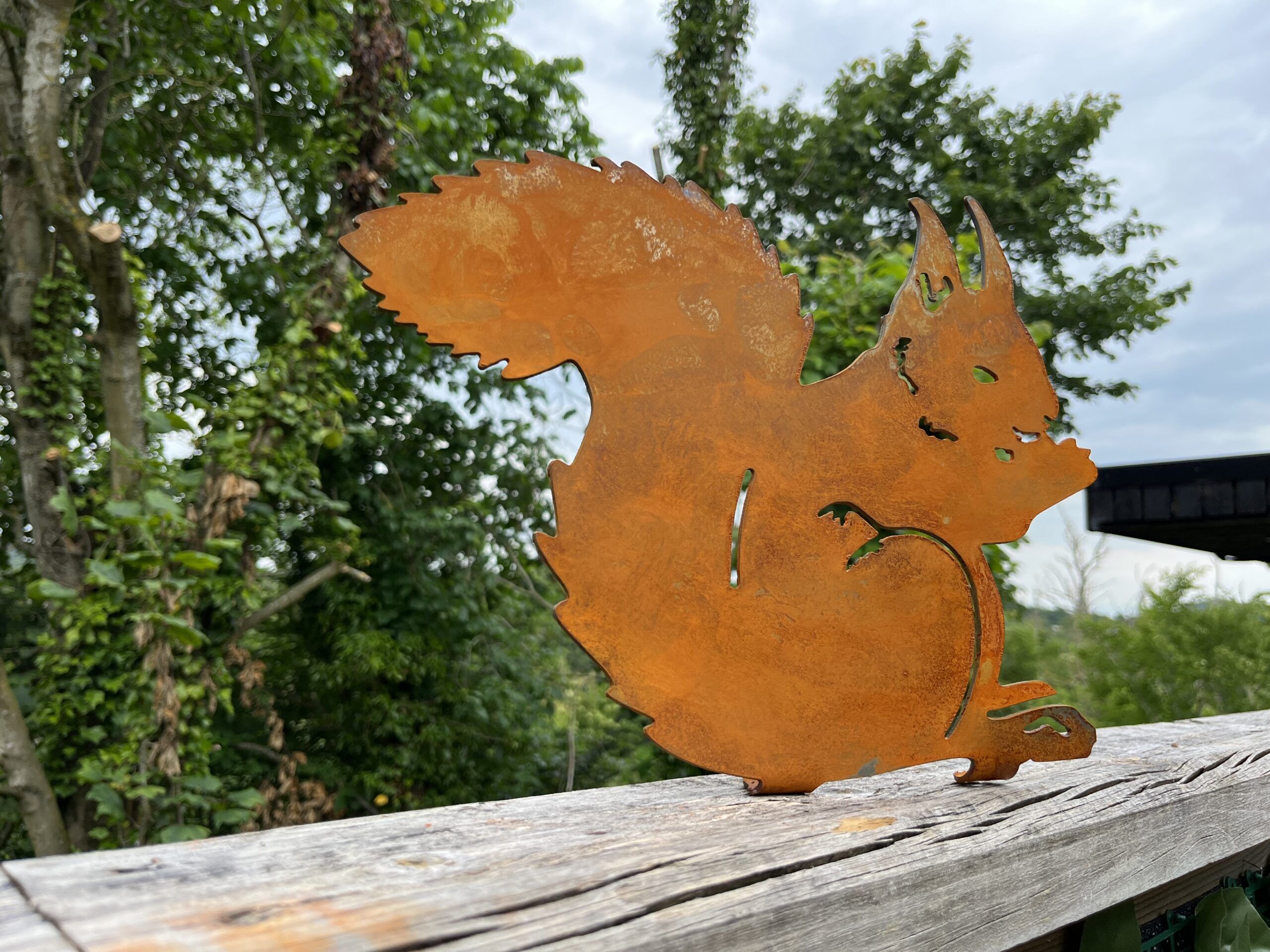 Large Corten Steel Squirrel Garden Ornament Sculpture Self Standing Gift 300mm High - Image 3