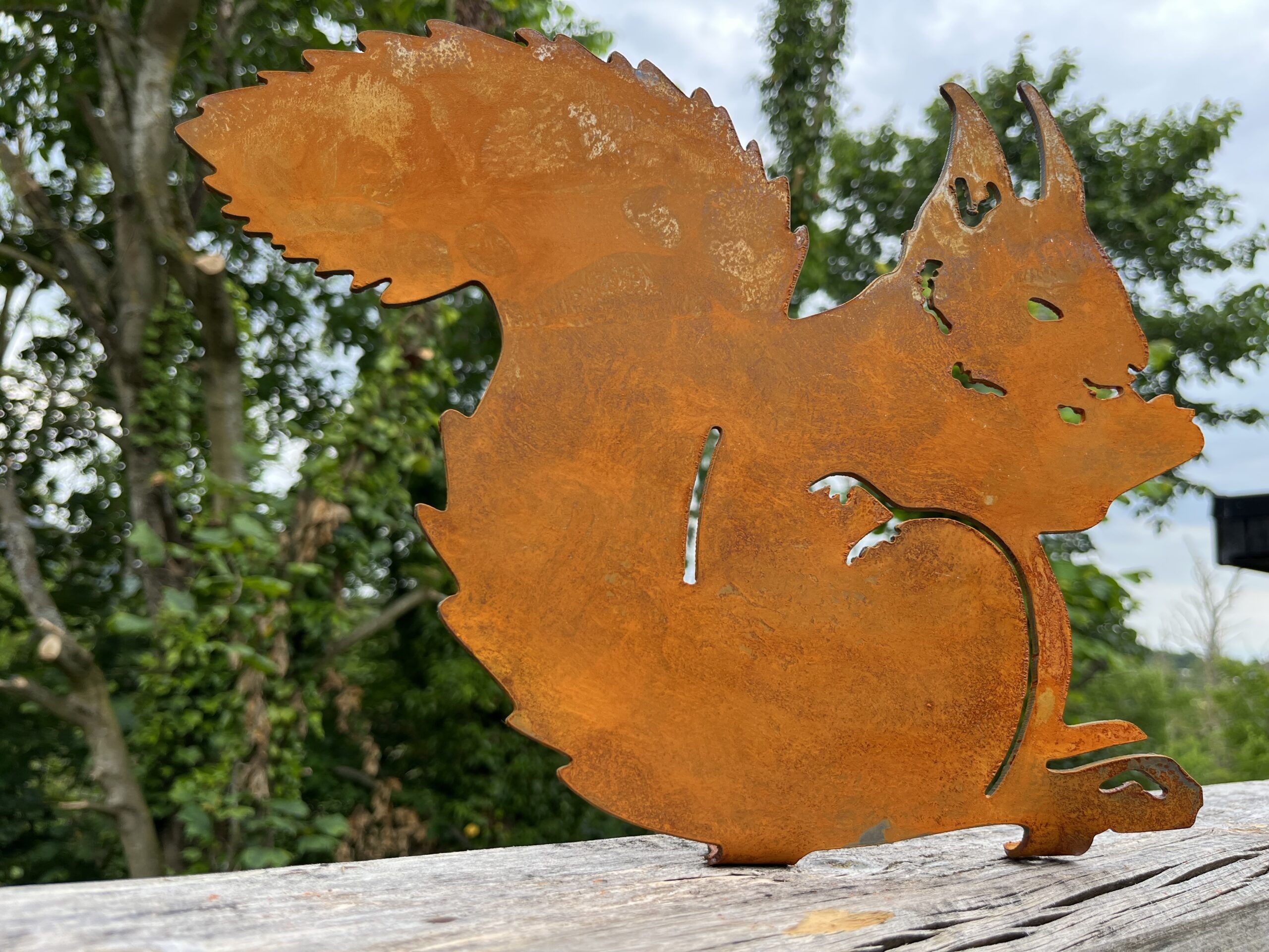 Large Corten Steel Squirrel Garden Ornament Sculpture Self Standing Gift 300mm High - Image 5