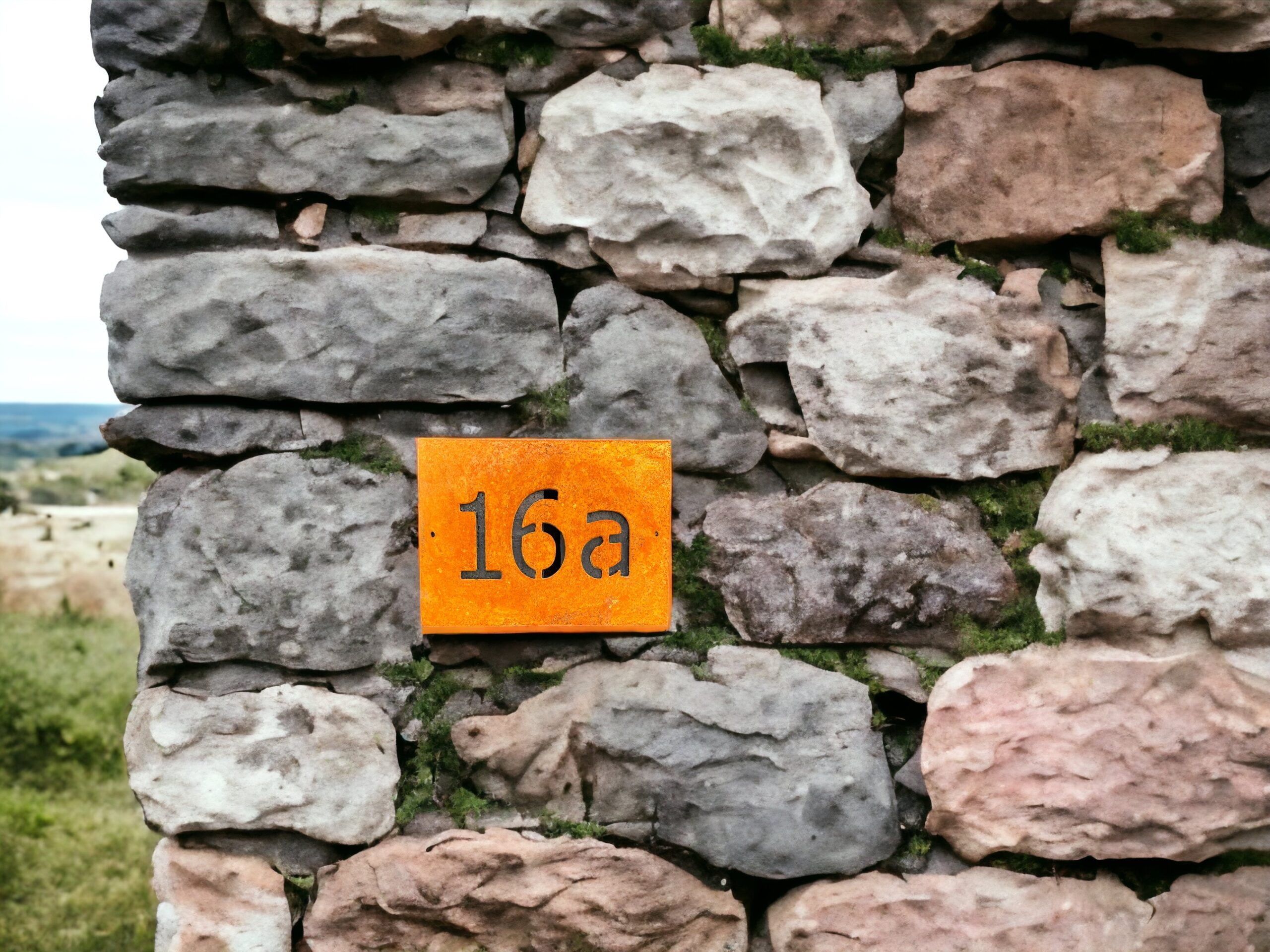 Corten Steel Rustic House Gate Fence Wall Door Number Sign 200x150mm , 2mm Thick