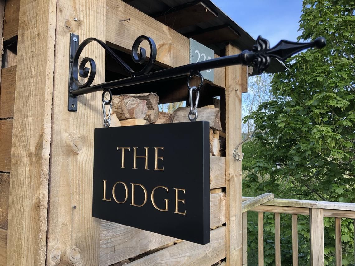 Hanging Slate House Sign with Wrought Iron Steel Bracket - Image 3